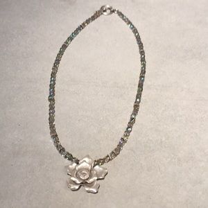 Iridescent Necklace w/Rose Pendant